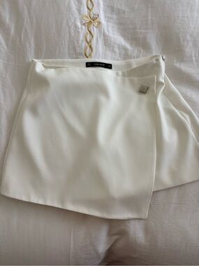 Zara White Wrap Mini Skirt